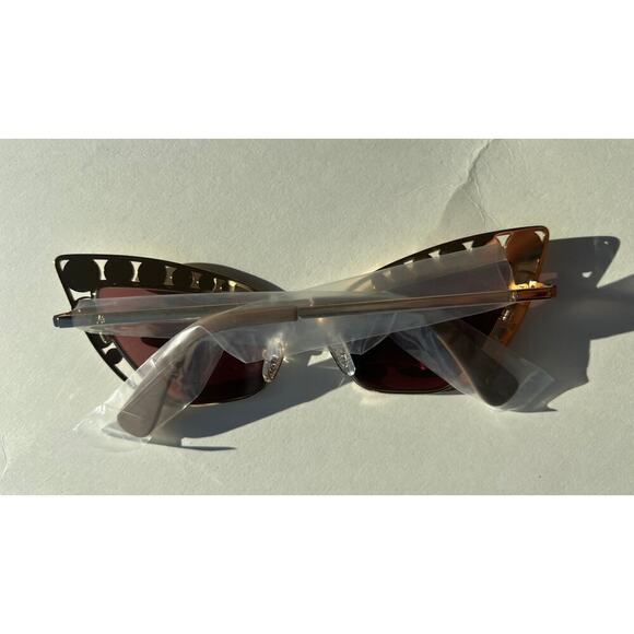 Lele Sadoughi 14k gold Faux Pearls UV Cat Eye Sunglasses NEW main image 7